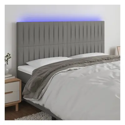 Sötétszürke szövet led-es fejtámla 180x5x118/128 cm