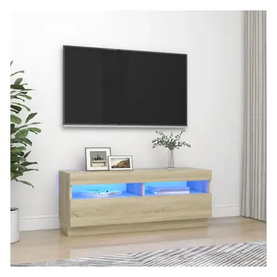 Sonoma tölgyszínű tv-szekrény led-lámpákkal 100 x 35 x 40 cm