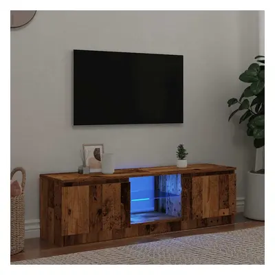 Antik fa színű szerelt fa tv-szekrény led-ekkel 140x40x35,5 cm