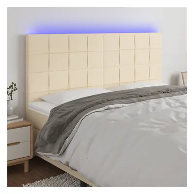 Krémszínű szövet led-es fejtámla 200x5x118/128 cm