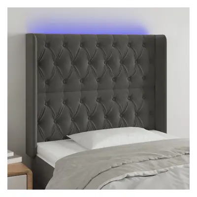 Sötétszürke bársony led-es fejtámla 93x16x118/128 cm