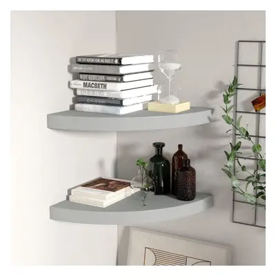 323923 floating corner shelves 2 pcs grey 35x35x3,8 cm mdf