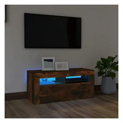 Füstös tölgyszínű tv-szekrény led-világítással 90 x 35 x 40 cm