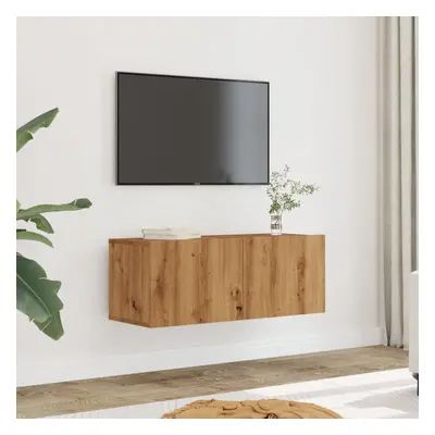 2 db kézműves tölgy falra szerelhető tv-szekrény 80x30x30 cm