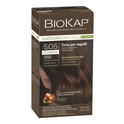 BioKap Nutricolor Delicato Rapid Permanent Hair Color 135 ml ammónia mentes festék 5.05 Chestnut