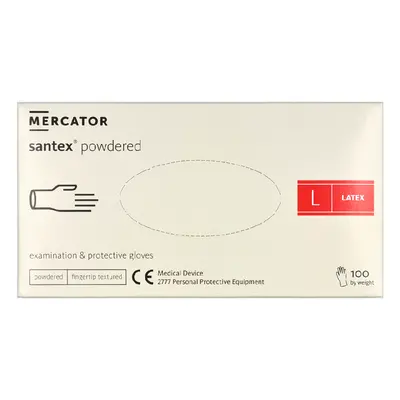 Mercator Santex Powdered Examination & Protective Gloves (fingertip textured) 100 ks kesztyű L