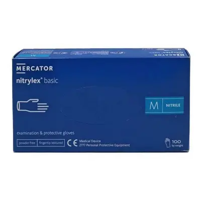 Mercator Nitrylex Basic Powder-Free Examination & Protective Gloves (fingertip textured) 100 ks 