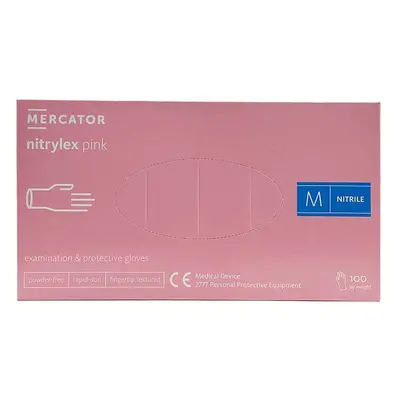 Mercator Nitrylex Pink Powder-Free Examination & Protective Gloves (fingertip textured) 100 ks k