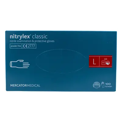 Mercator Nitrylex Classic Powder-Free Examination & Protective Gloves (fingertip textured) 100 k