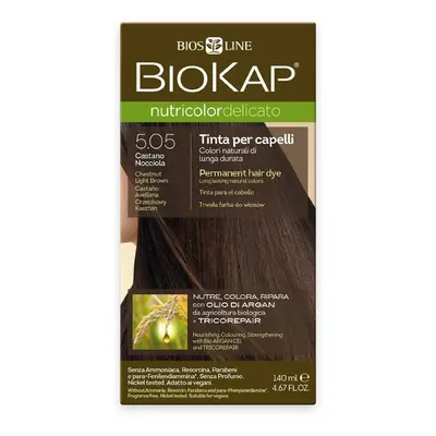 BioKap Nutricolor Delicato Permanent Hair Color 140 ml ammónia mentes festék 5.05 Chestnut Light