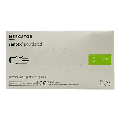 Mercator Santex Powdered Examination & Protective Gloves (fingertip textured) 100 ks kesztyű S