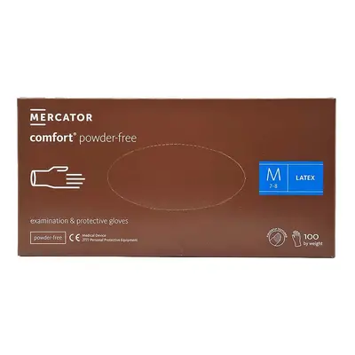 Mercator Comfort Powder-Free Latex Examination & Protective Gloves (fingertip textured) 100 ks k