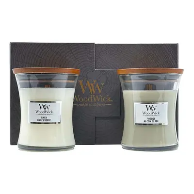 WoodWick Medium Hourglass Gift Set Fireside & Linen 275 g