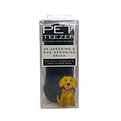 Pet Teezer De-Shedding & Dog Grooming Brush Purple & Gray