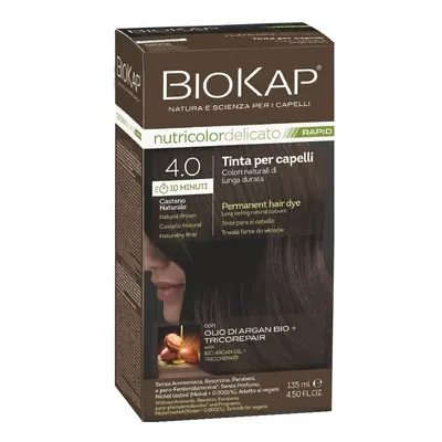 BioKap Nutricolor Delicato Rapid Permanent Hair Color 135 ml ammónia mentes festék 4.0 Natural B