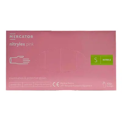 Mercator Nitrylex Pink Powder-Free Examination & Protective Gloves (fingertip textured) 100 ks k