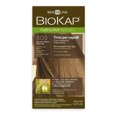 BioKap Nutricolor Delicato Permanent Hair Color 140 ml ammónia mentes festék 8.03 Natural Light 