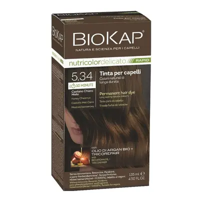 BioKap Nutricolor Delicato Rapid Permanent Hair Color 135 ml ammónia mentes festék 5.34 Honey Ch