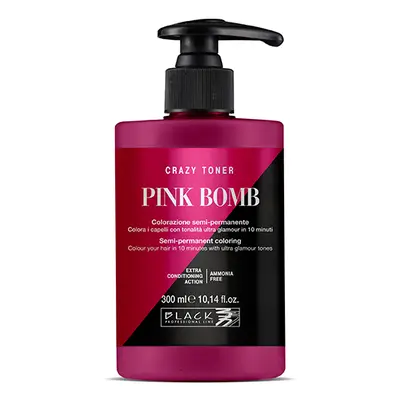 Black Professional Crazy Toner Semi-permanent Hair Colour 300 ml félig tartós hajfesték Pink Bom