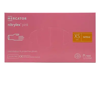 Mercator Nitrylex Pink Powder-Free Examination & Protective Gloves (fingertip textured) 100 ks k