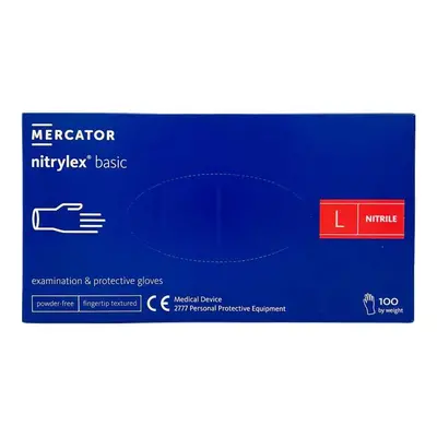 Mercator Nitrylex Basic Powder-Free Examination & Protective Gloves (fingertip textured) 100 ks 