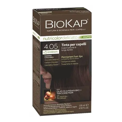 BioKap Nutricolor Delicato Rapid Permanent Hair Color 135 ml ammónia mentes festék 4.05 Chocolat