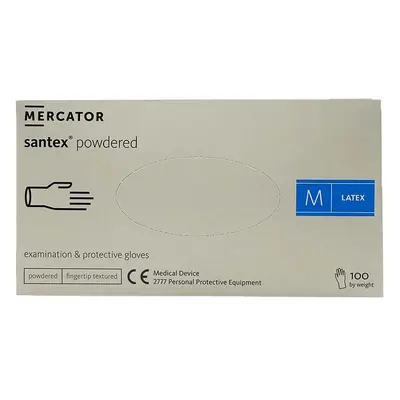 Mercator Santex Powdered Examination & Protective Gloves (fingertip textured) 100 ks kesztyű M