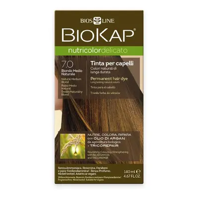 BioKap Nutricolor Delicato Permanent Hair Color 140 ml ammónia mentes festék 7.0 Natural Medium 