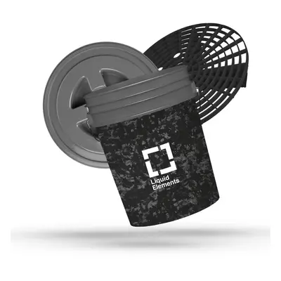 Liquid Elements Washing Bucket - 20L including dirt sieve and lid (Forged Carbon) vödör