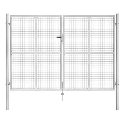 Ezüstszínű horganyzott acél kertkapu 306 x 225 cm