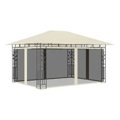 Krémszínű pavilon szúnyoghálóval 4 x 3 x 2,73 m 180 g/m²