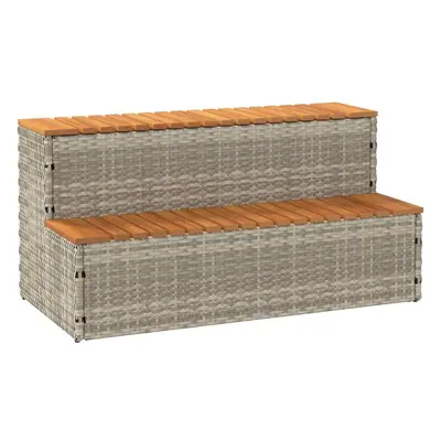 Pezsgőfürdő lépcső 100x50x50,5 cm polyrattan és akácfa