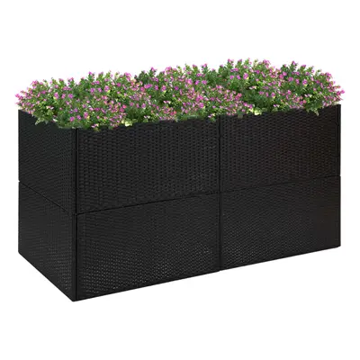 Fekete polyrattan kerti ültetőláda 157x80x80 cm