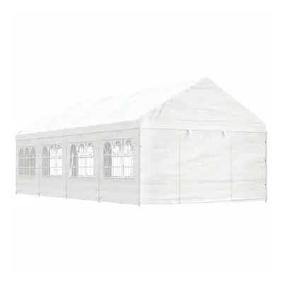 Fehér polietilén pavilon tetővel 8,92 x 4,08 x 3,22 m