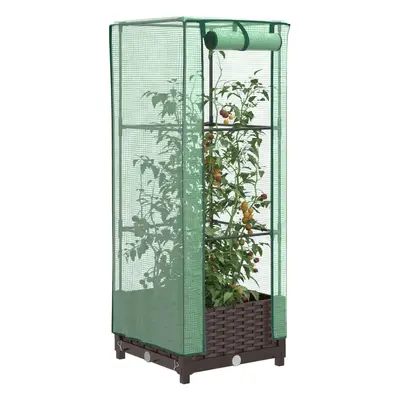 Rattan megjelenésű magaságyás melegháztakaróval 40x40x123 cm