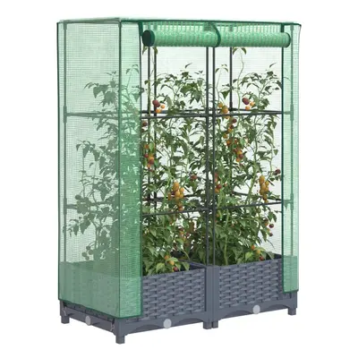 Rattan megjelenésű magaságyás melegháztakaróval 80x40x123 cm