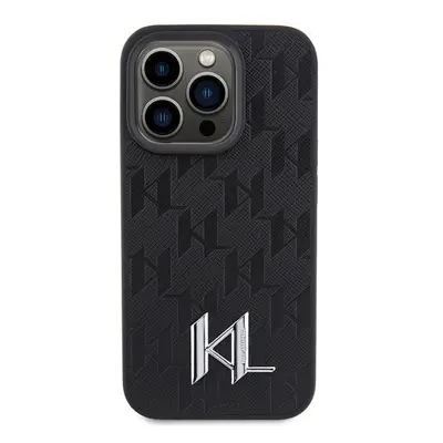 Karl Lagerfeld metál monogram - iPhone 15 Pro Max tok - fekete