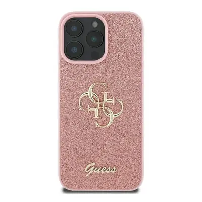 Guess fixed glitter 4G metal logo - iPhone 16 Pro tok - rózsaszín