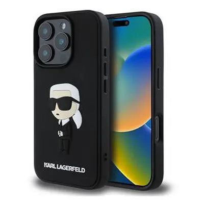 Karl Lagerfeld 3D rubber ikonik - iPhone 16 Pro Max tok - fekete