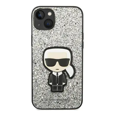 Karl Lagerfeld glitter flakes ikonik - iPhone 14 Plus tok - ezüst