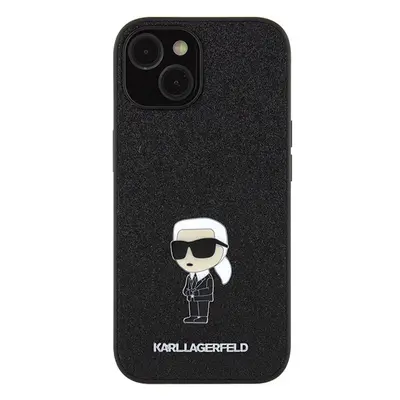 Karl Lagerfeld fixed glitter ikonik logo - iPhone 15 tok - fekete