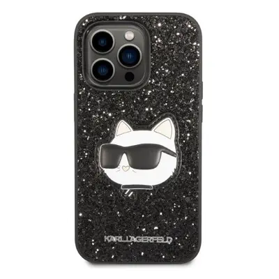 Karl Lagerfeld glitter choupette - iPhone 14 Pro tok - fekete csillogós