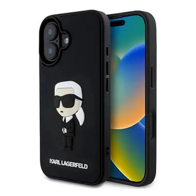 Karl Lagerfeld 3D rubber ikonik - iPhone 16 tok - fekete