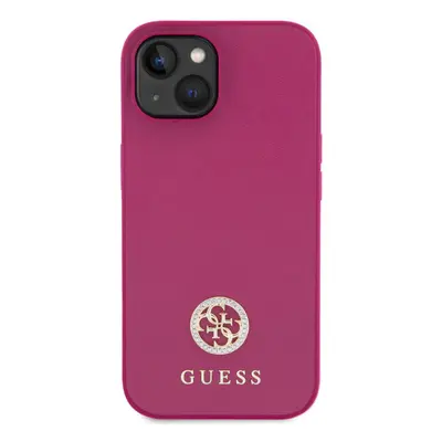 Guess 4G metal logo strass - iPhone 15 tok - rózsaszín