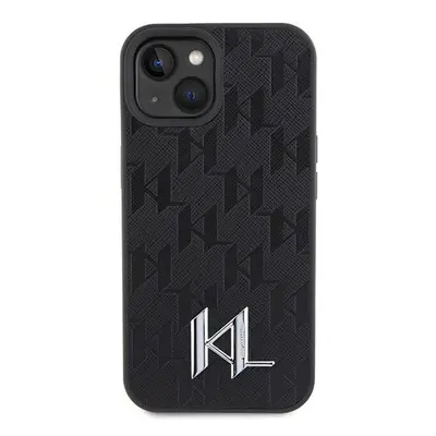 Karl Lagerfeld silver monogram - iPhone 15 tok - fekete