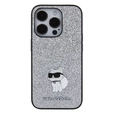 Karl Lagerfeld fixed glitter choupette logo metal - iPhone 15 Pro Max tok - ezüst