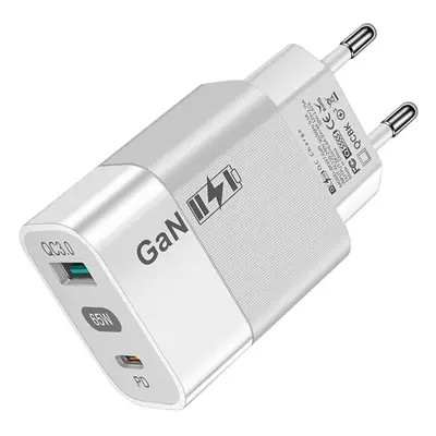 Techsuit CHPD131 hálózati adapter - GaN USB Type-C gyorstöltő - 65W - fehér