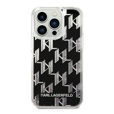 Karl Lagerfeld liquid glitter monogram - iPhone 14 Pro tok - fekete