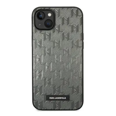 Karl Lagerfeld saffiano leather metal logo - iPhone 14 tok - szürke