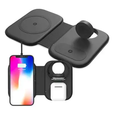 Alogy 3in1 induktív töltő QI 15w Apple iPhone Watch Airpods fekete